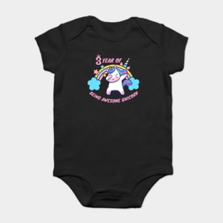 3 year of being Awesome Unicorn Baby Bodysuit